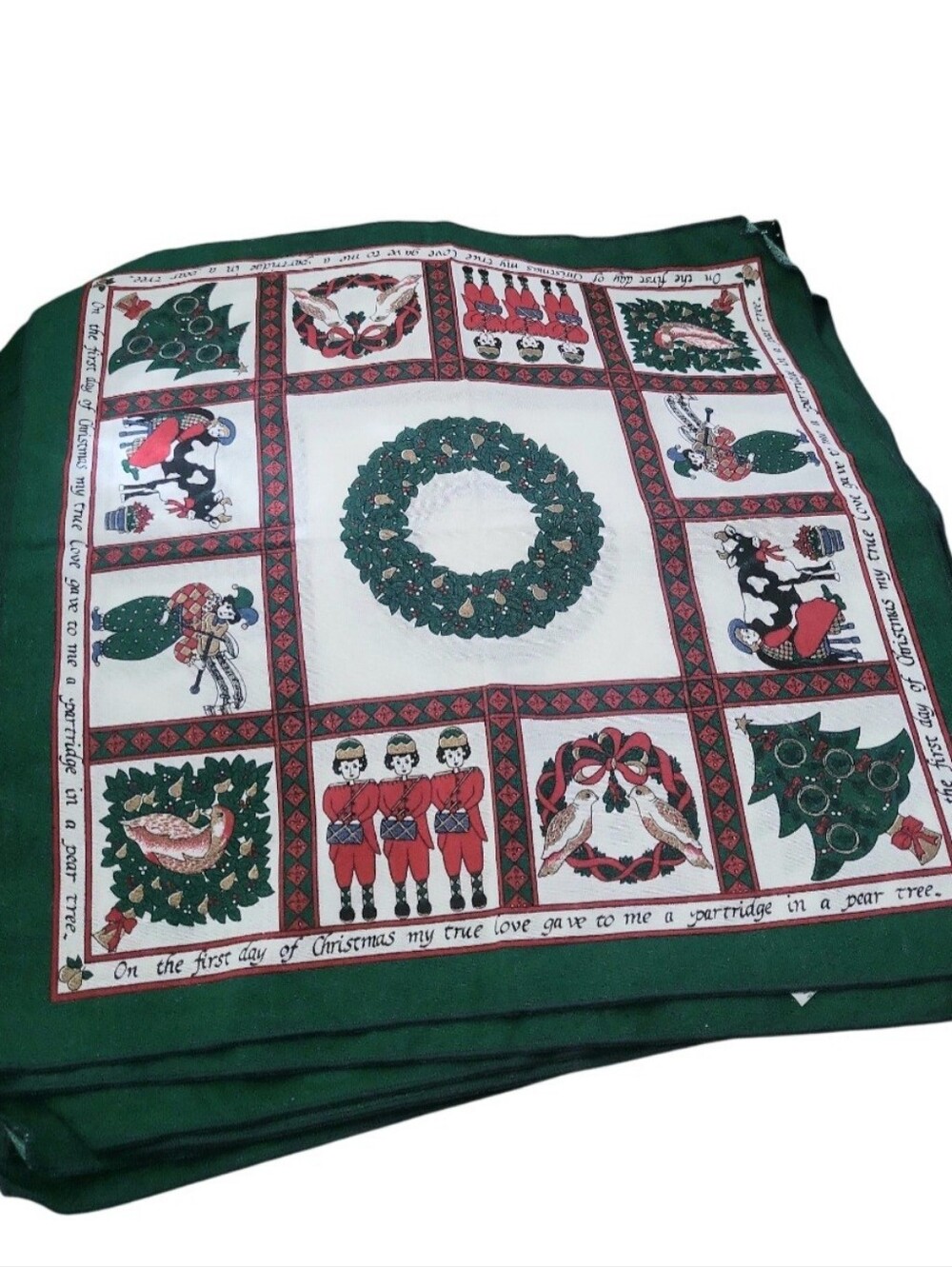 Vintage Sunweave 12 Days Of Christmas Holiday Napkin Set Of 8